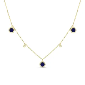 0.25Ct Lapis Lazuli 18"necklacein 14K Yellow Gold