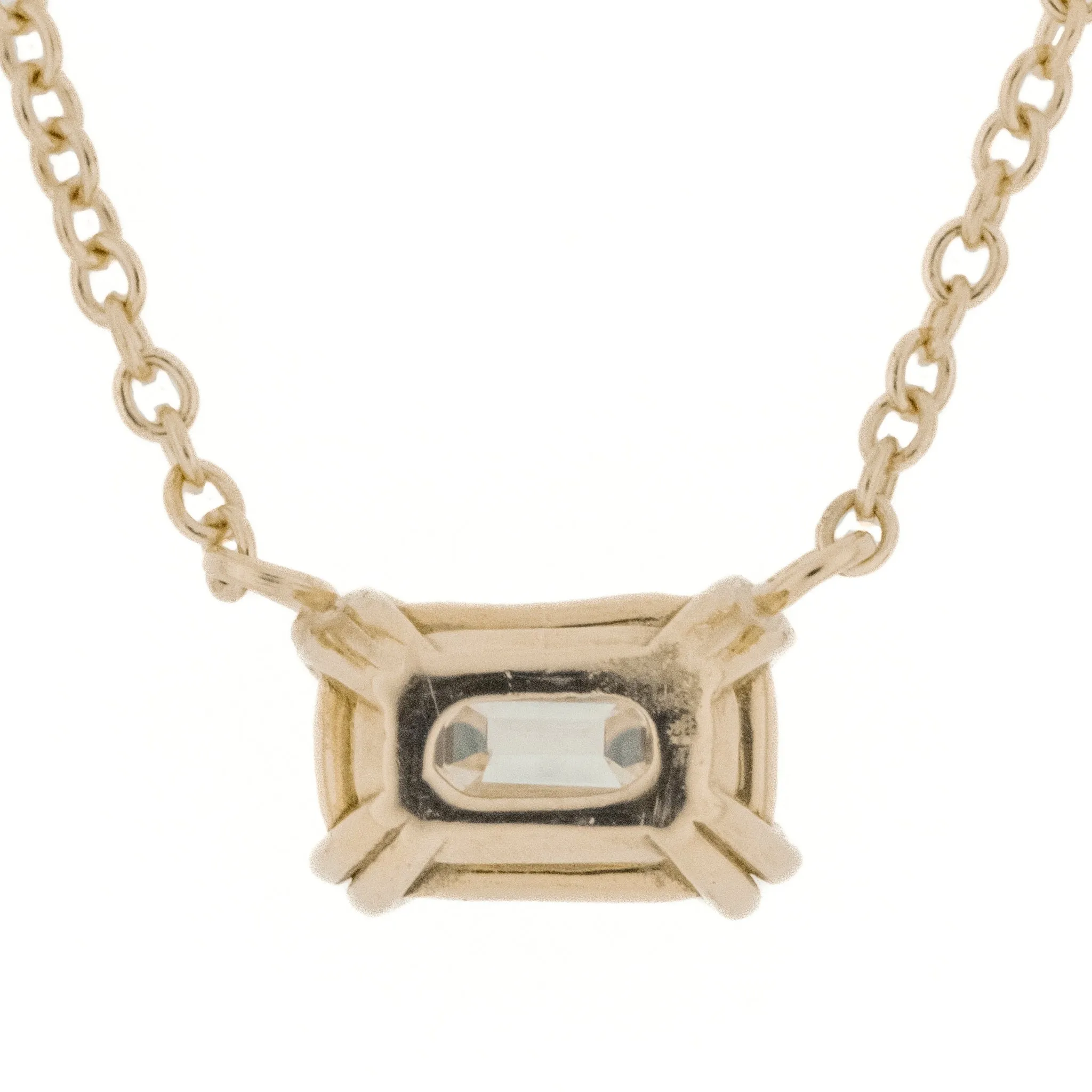 0.41ctw Emerald Cut Diamond Solitaire 16" Necklace in 14K Rose Gold