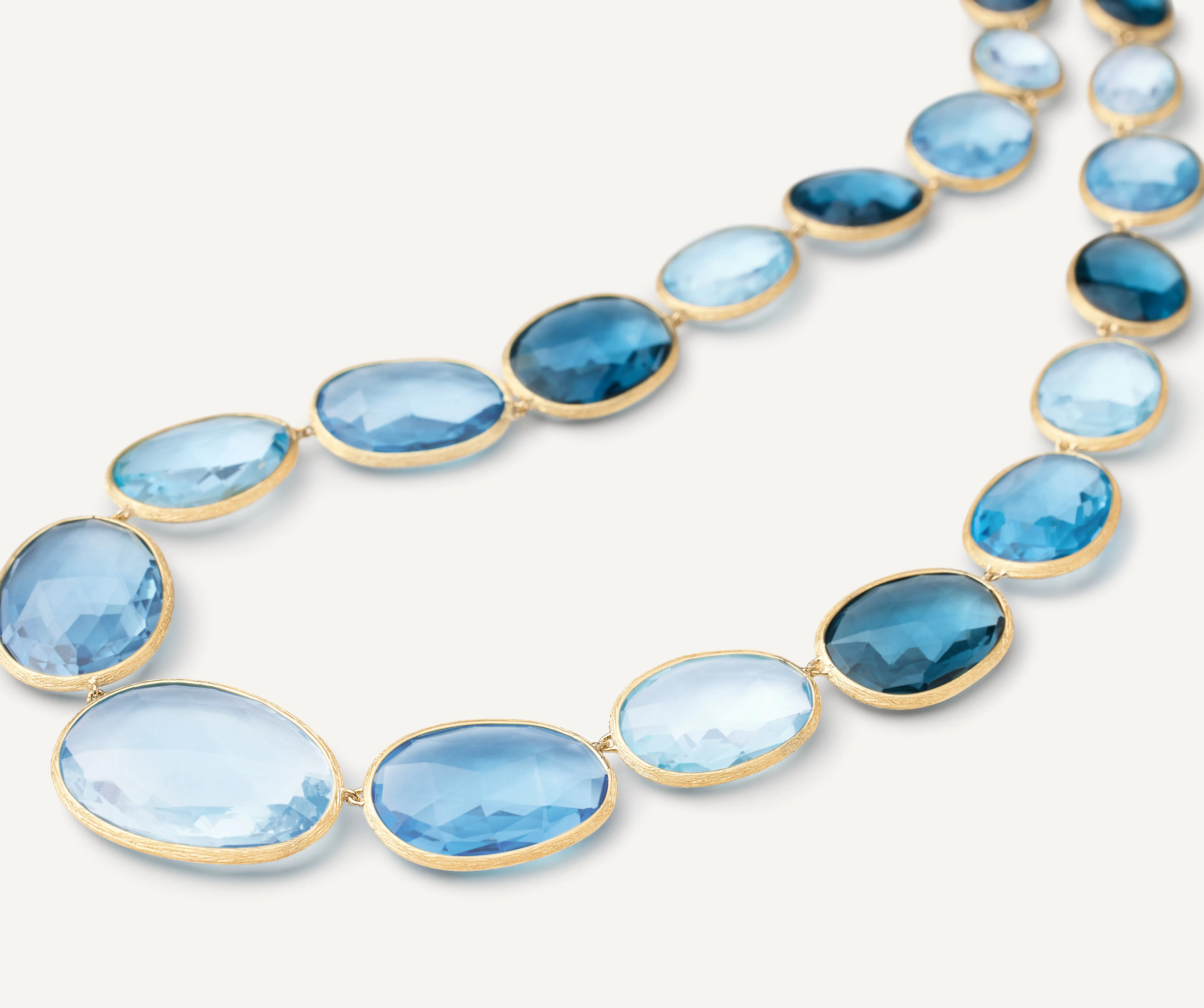 18K Yellow Gold Graduated Mixed Topaz Necklace