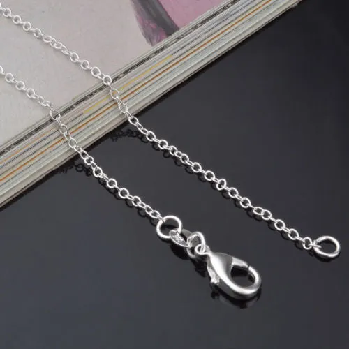 18kt White Gold Plated CZ Blue Topaz Colored Pendant Necklace