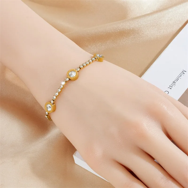 316L Stainless Steel Round Roman Numerals Bracelet For Women