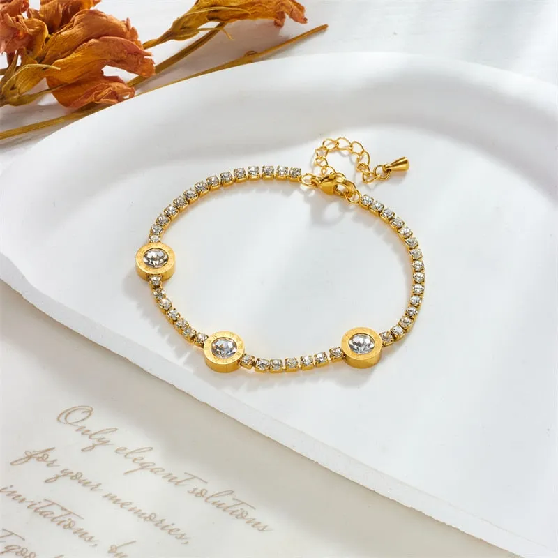 316L Stainless Steel Round Roman Numerals Bracelet For Women