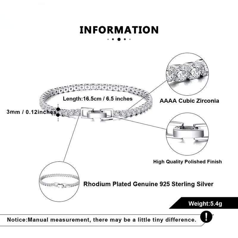 925 Sterling Silver Tennis Bracelet for Women
