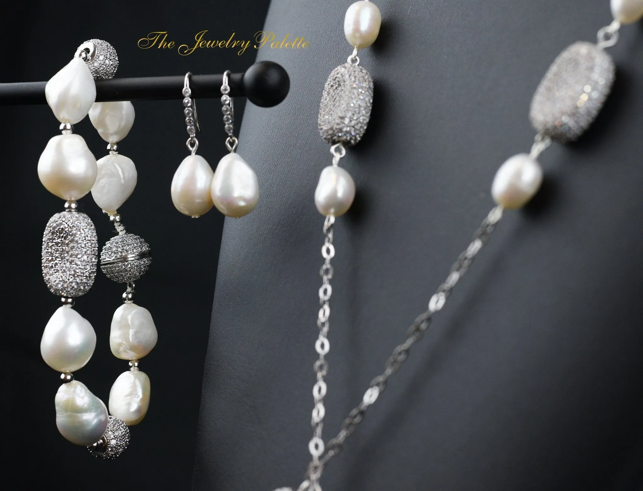 Adele white freshwater pearl and silver earrings
