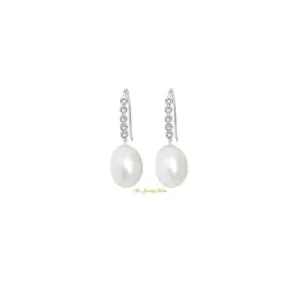 Adele white freshwater pearl and silver earrings
