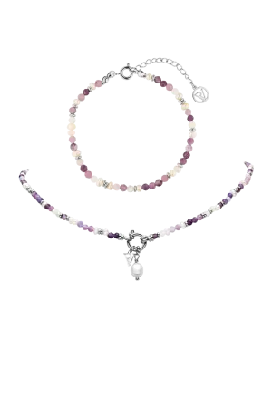 Amalfi Lilac Bead Set Silver