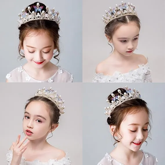 Babymoon Butterfly Alloy Crystal Girl’s Women’s Crown | Tiara Hairband Hair Accessories | Golden