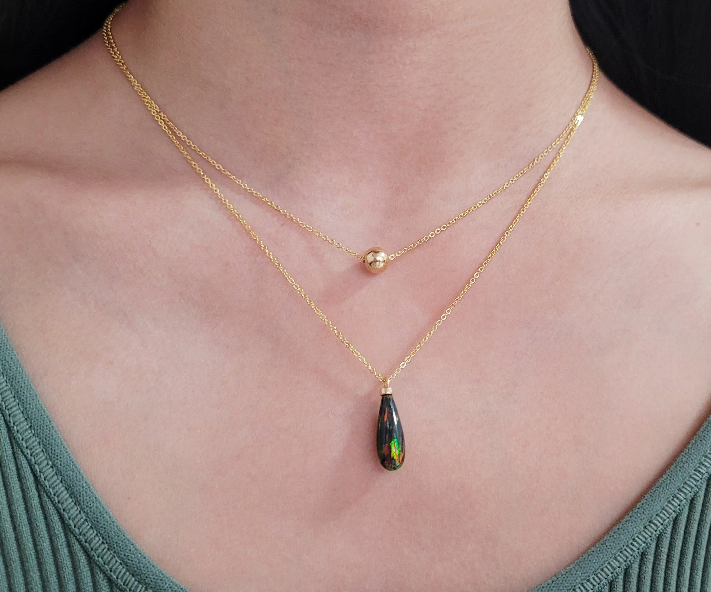 Black Opal Pendant Necklace
