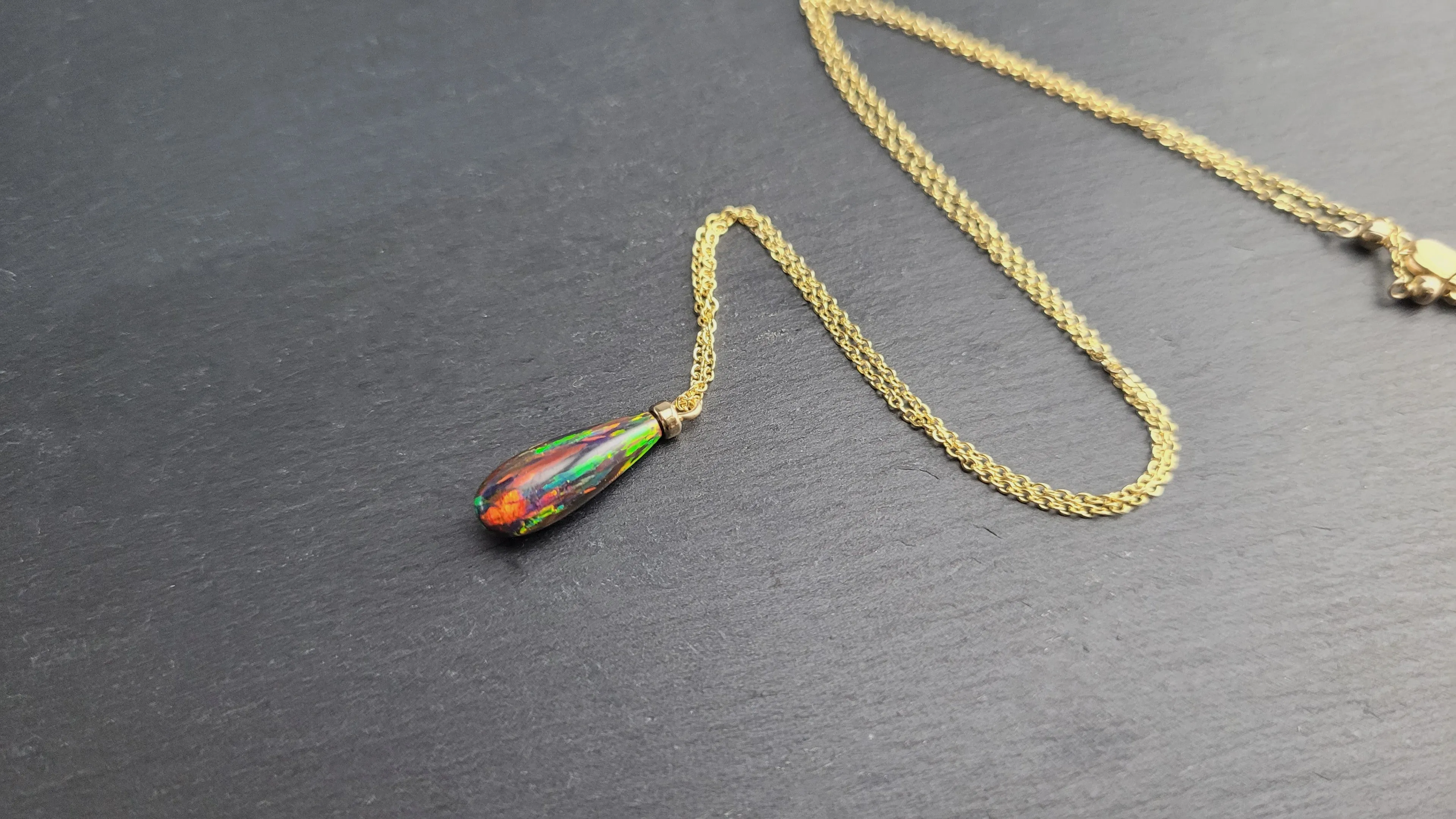 Black Opal Pendant Necklace