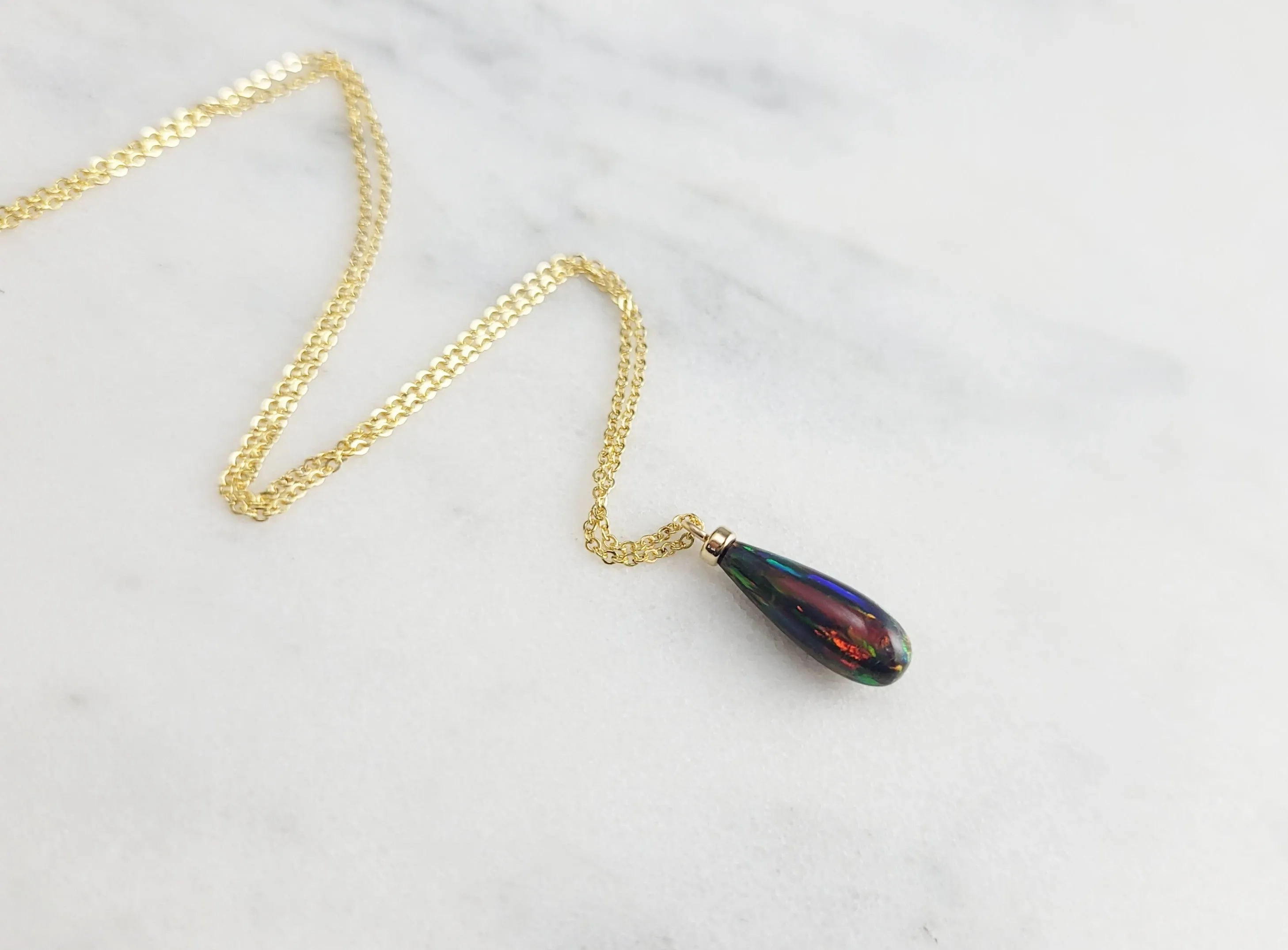 Black Opal Pendant Necklace