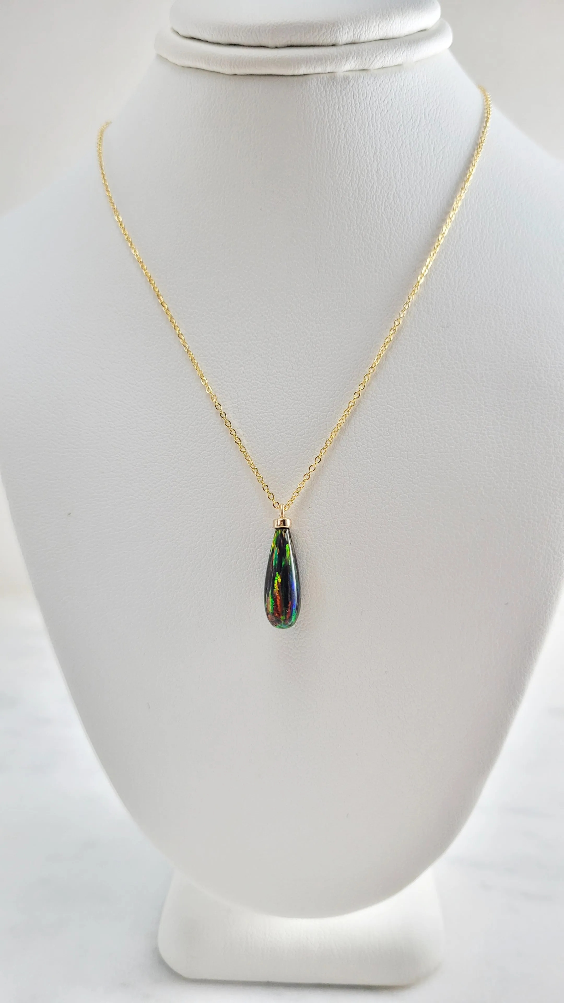 Black Opal Pendant Necklace