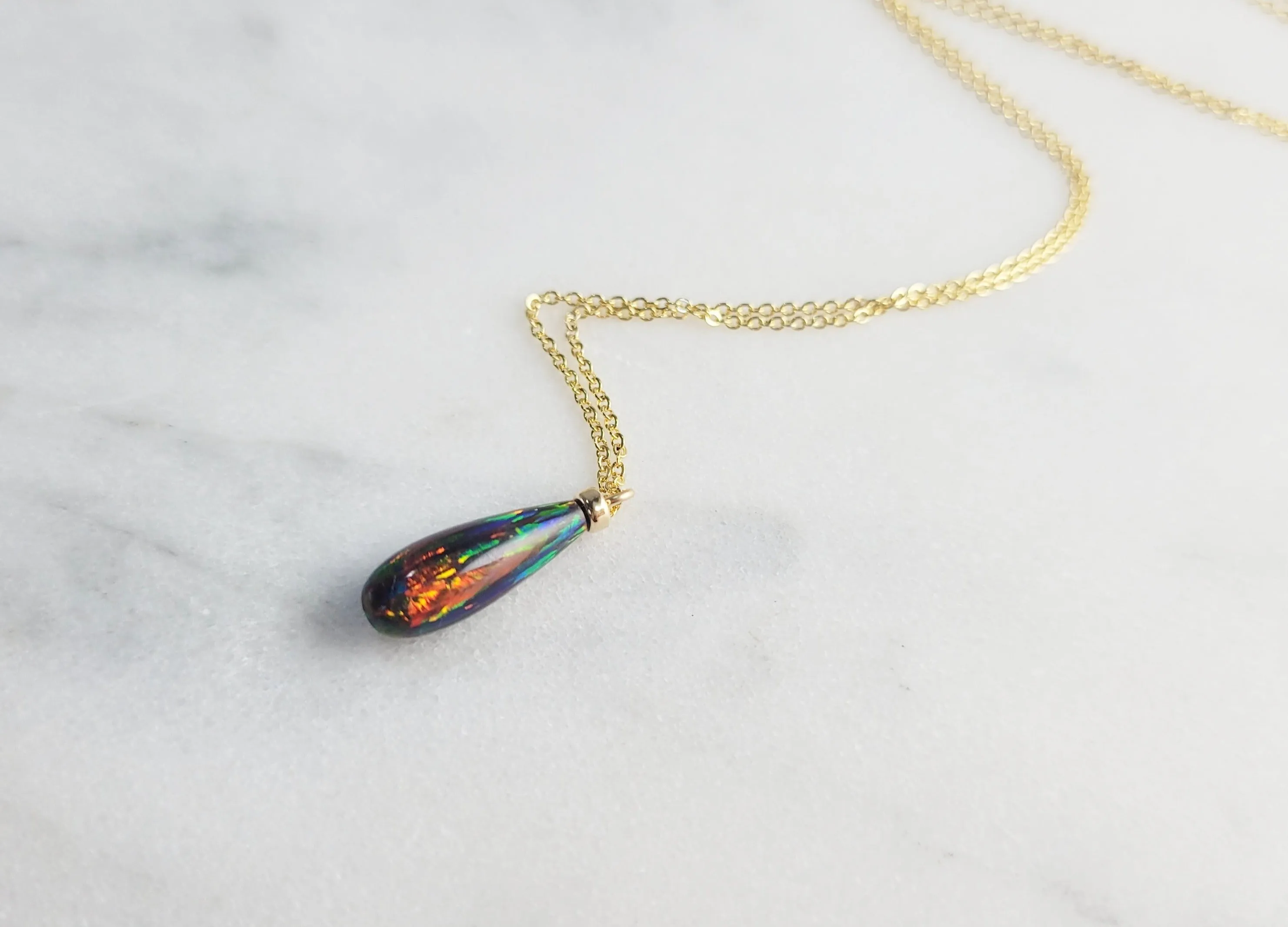 Black Opal Pendant Necklace