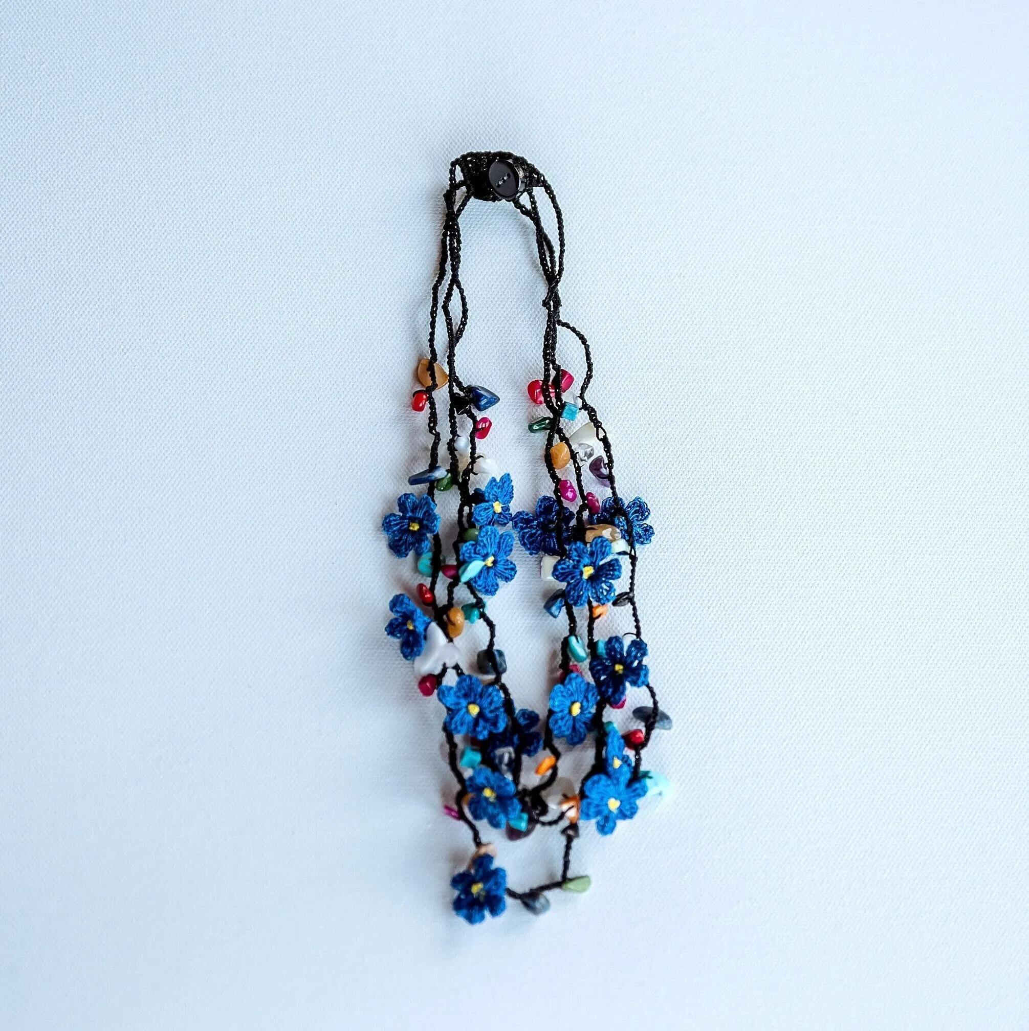 Blue Floral Crochet Necklace