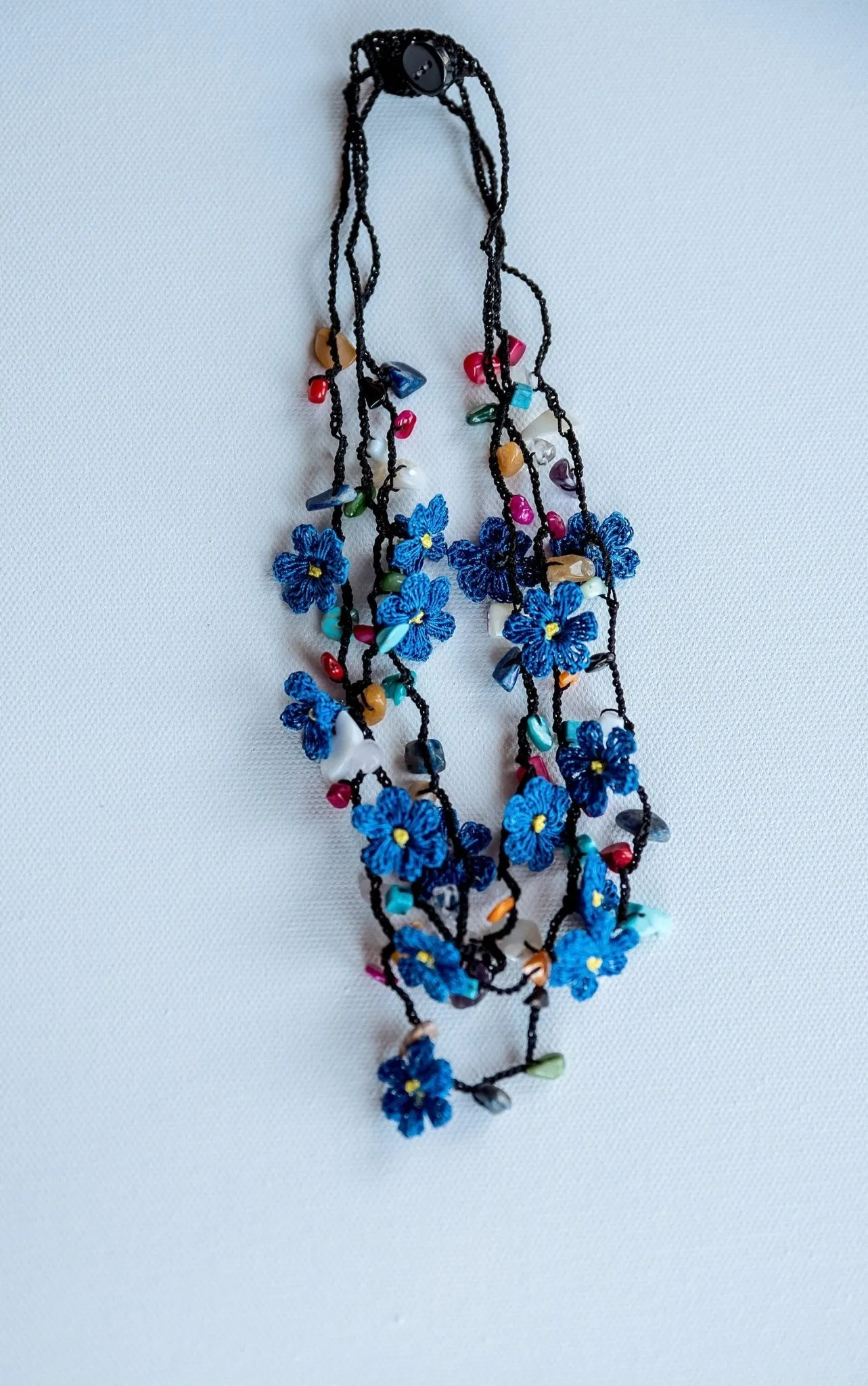 Blue Floral Crochet Necklace