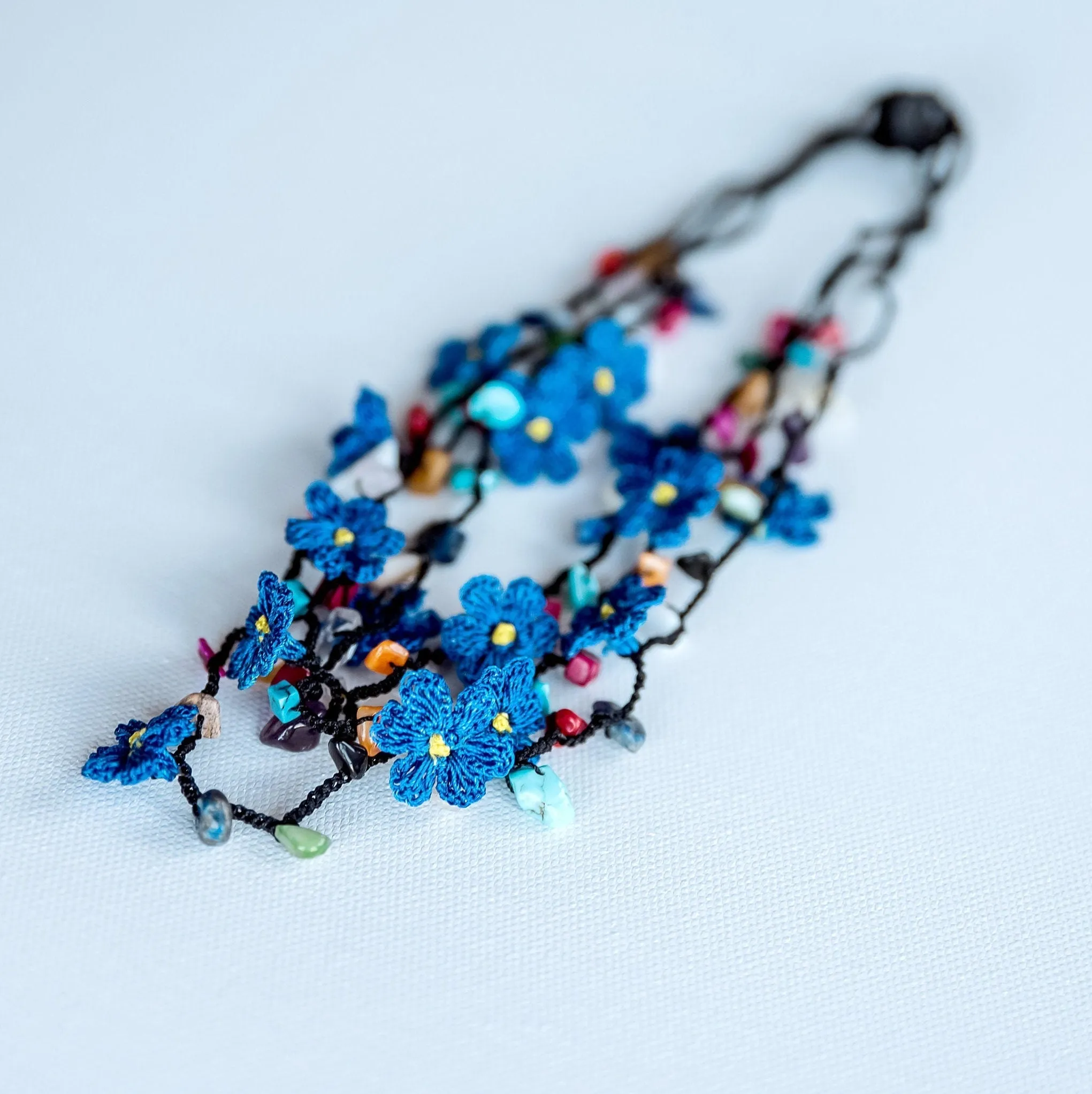 Blue Floral Crochet Necklace