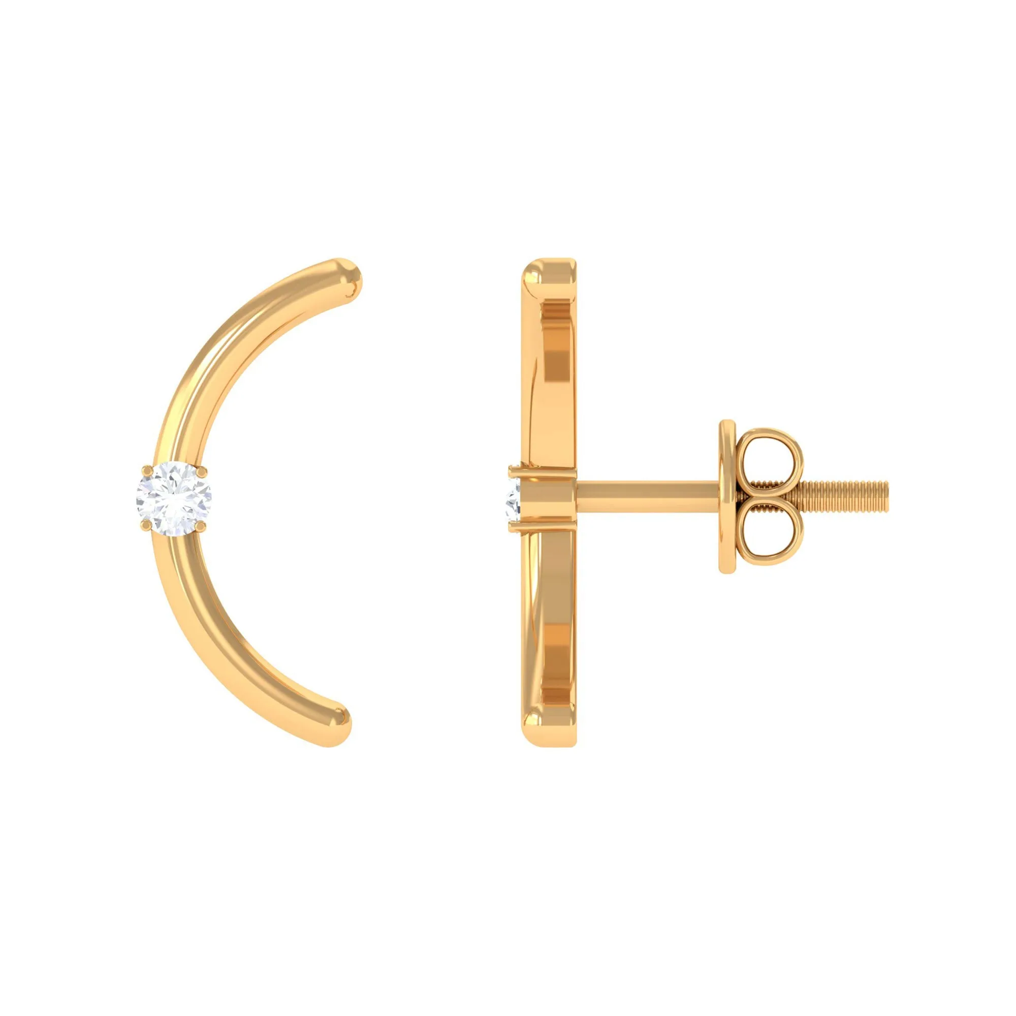 Certified Moissanite Curved Stud Earrings