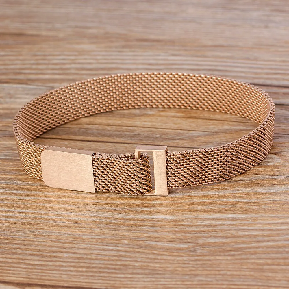 Classic Stainless Steel Magnetic Mesh Strap Bracelets Watch