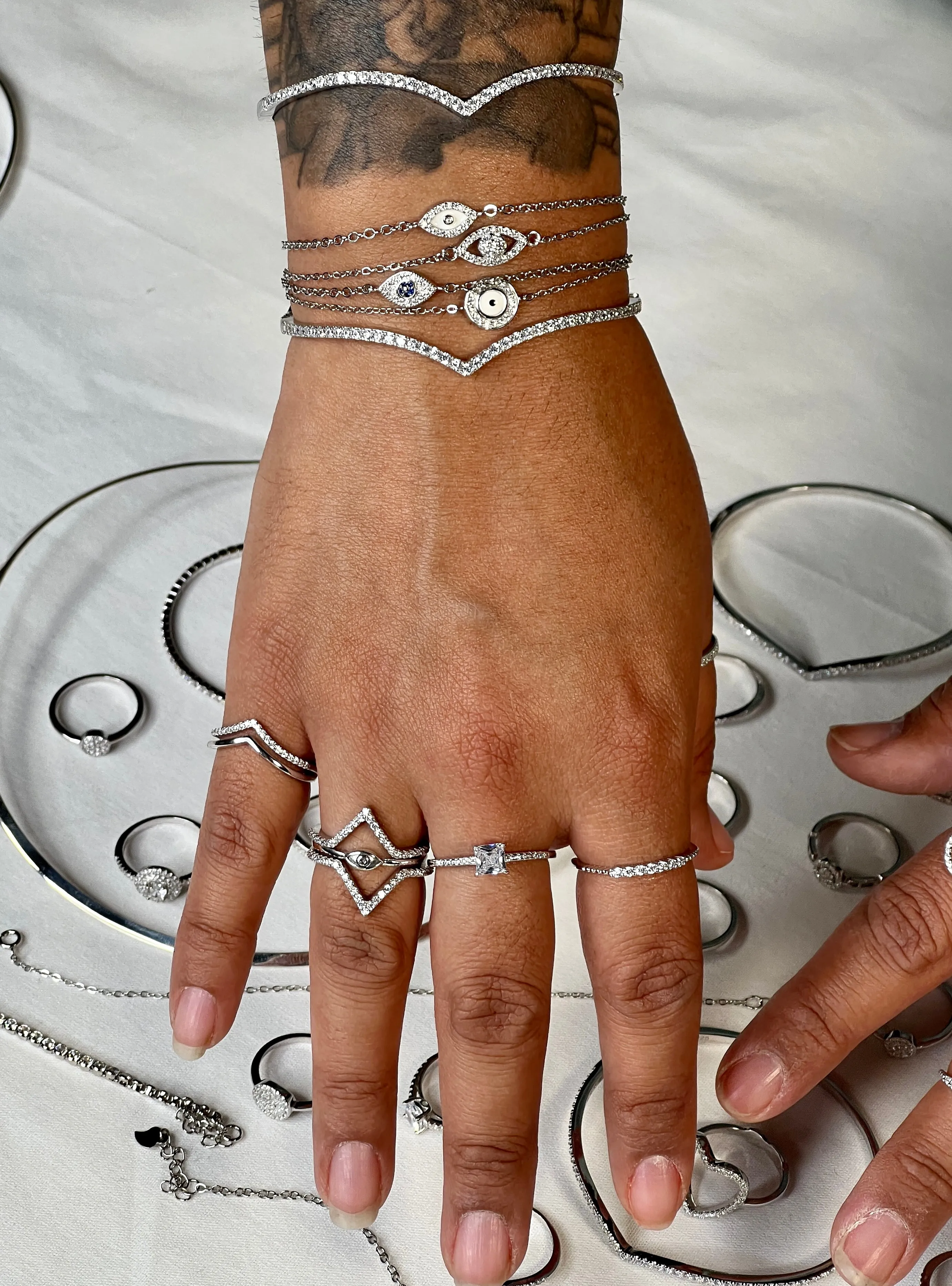 Cubic Zirconia Chevron Latch Bracelet