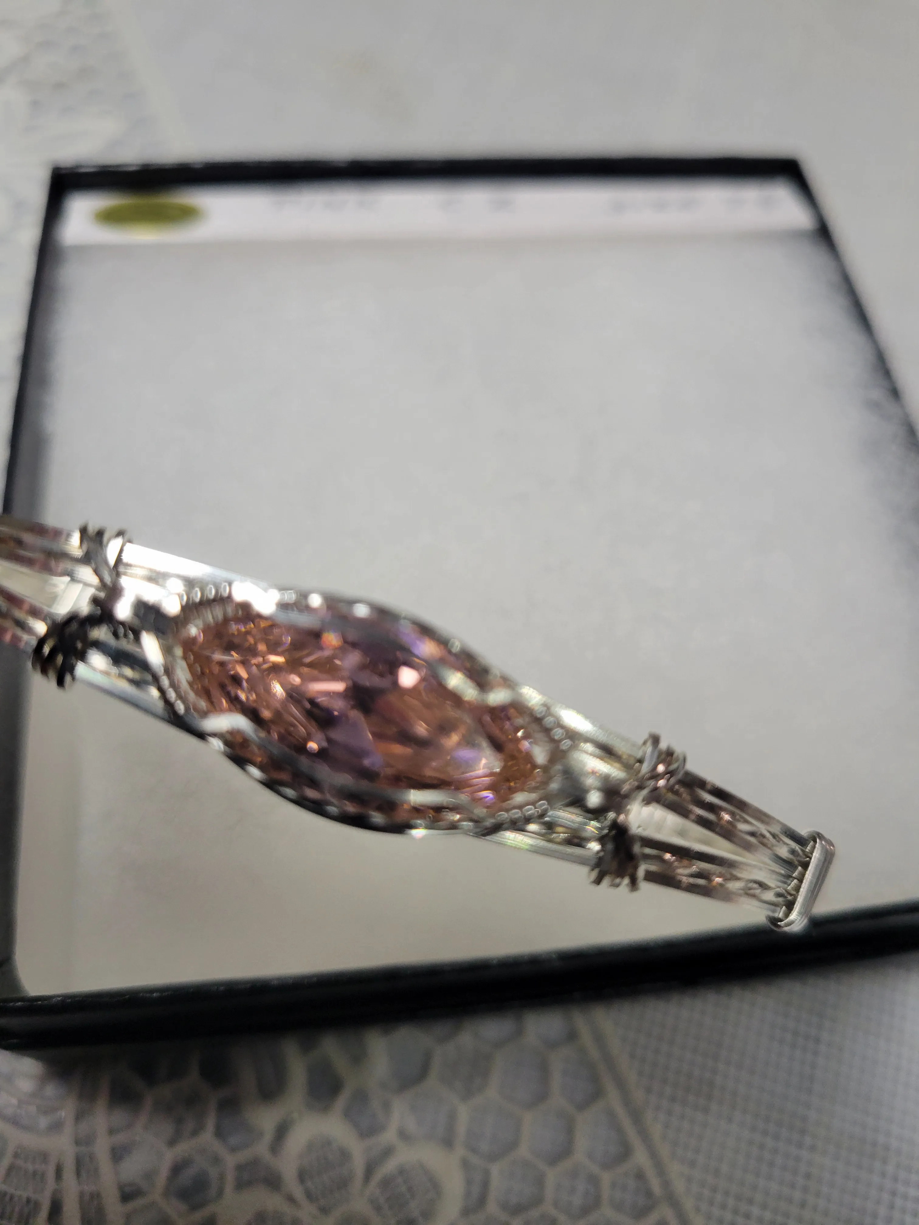 Custom Wire Wrapped Pink CZ Bracelet Size 7 1/4 Sterling Silver