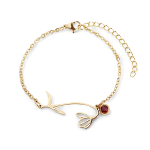 Dainty Birth Flower Bracelet with Birthstone Charm