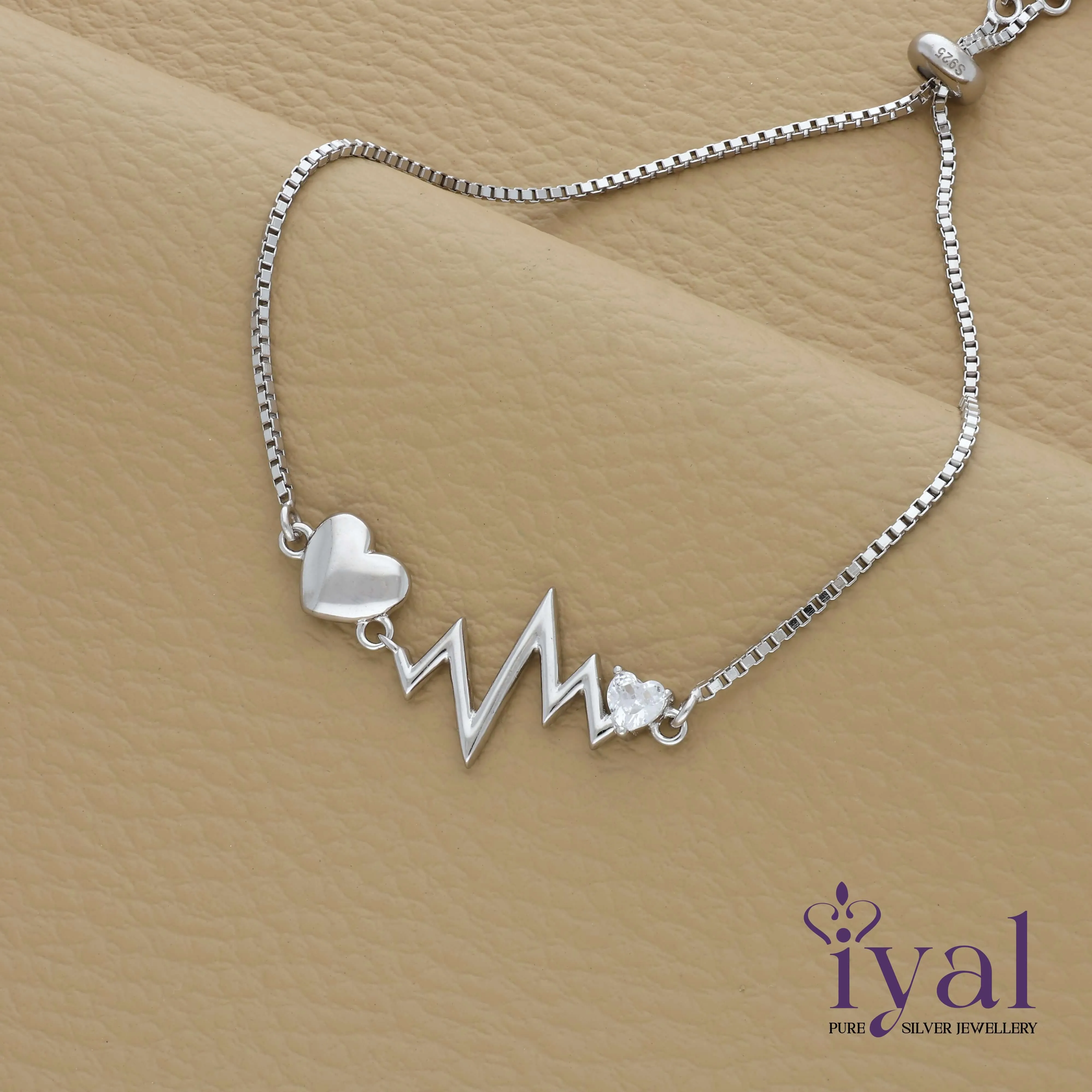 Dainty Heart Beat Silver Bracelet