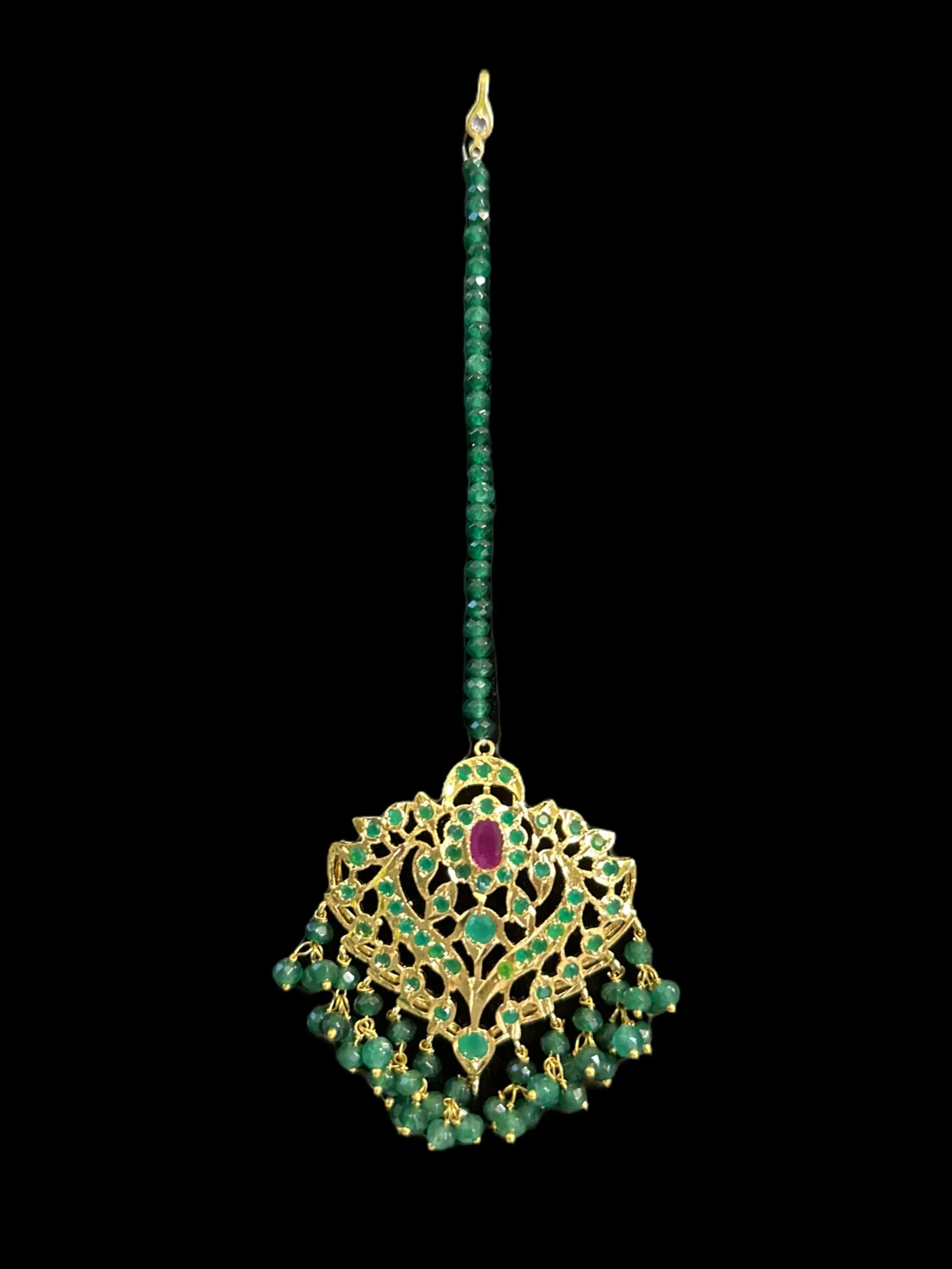 Ekta ruby emerald earrings tika (READY TO SHIP )