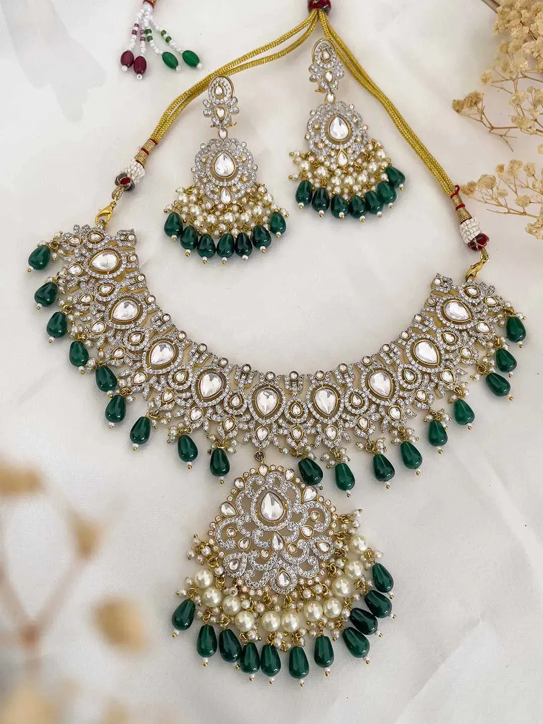 Emerald Green Meenakari Kundan Choker Necklace