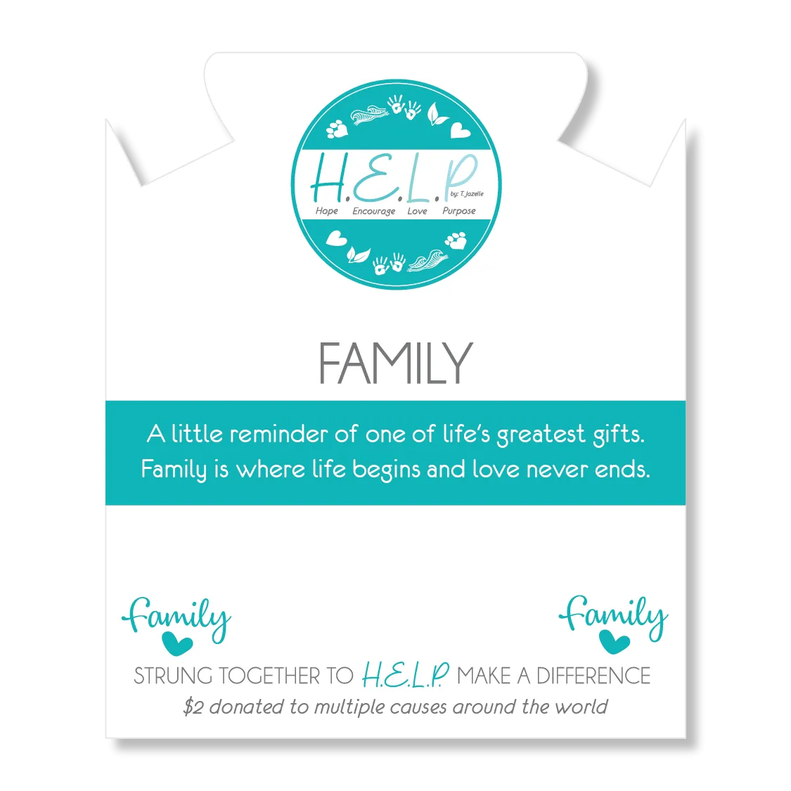Family Charm with Blue Opal Jade Charity Bracelet