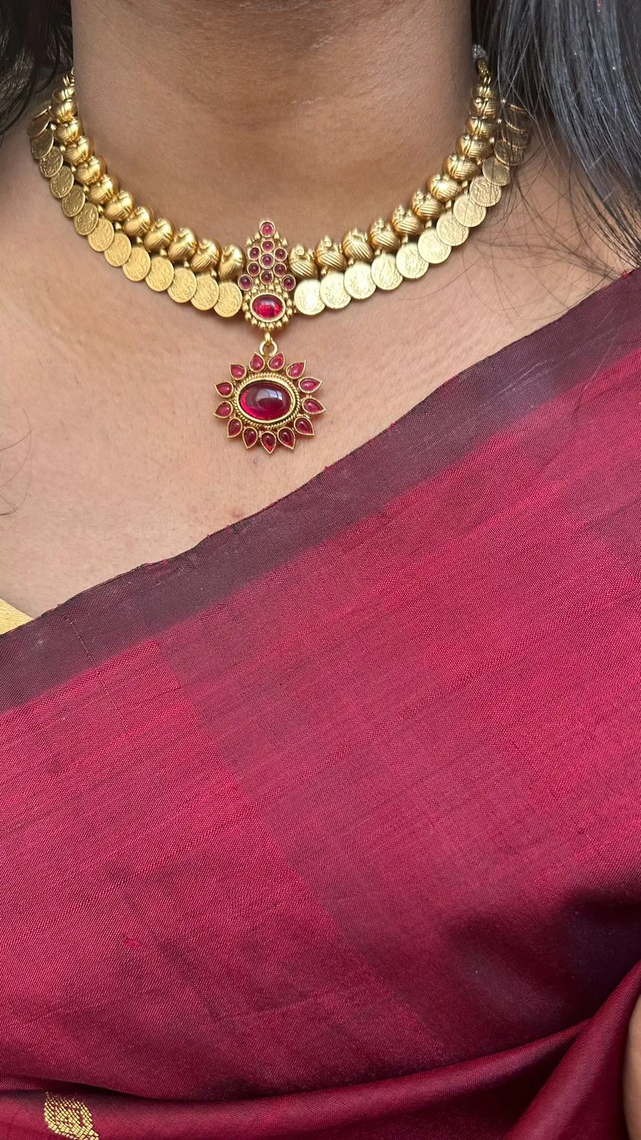 Goddess Coin Peacock Ruby Choker