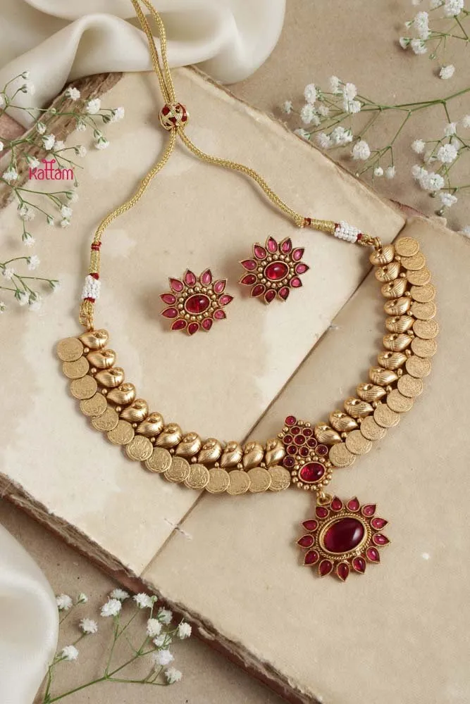Goddess Coin Peacock Ruby Choker