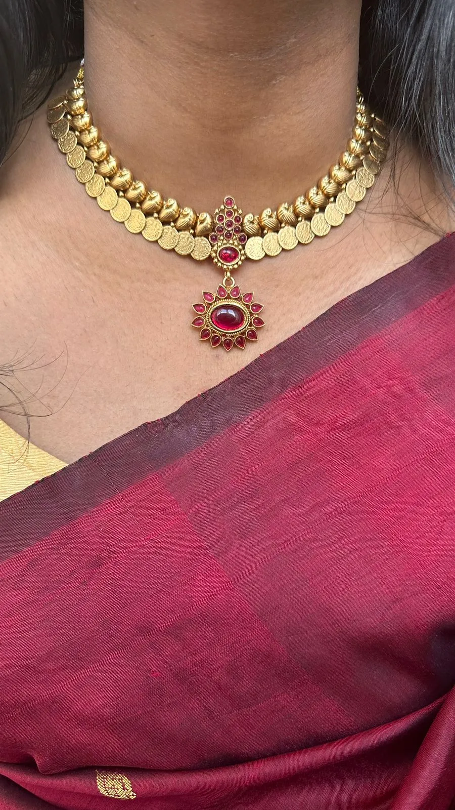Goddess Coin Peacock Ruby Choker