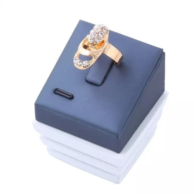 Gold Plated Crystal Zircon Metal Chain Necklace Bracelet Earring Ring Set