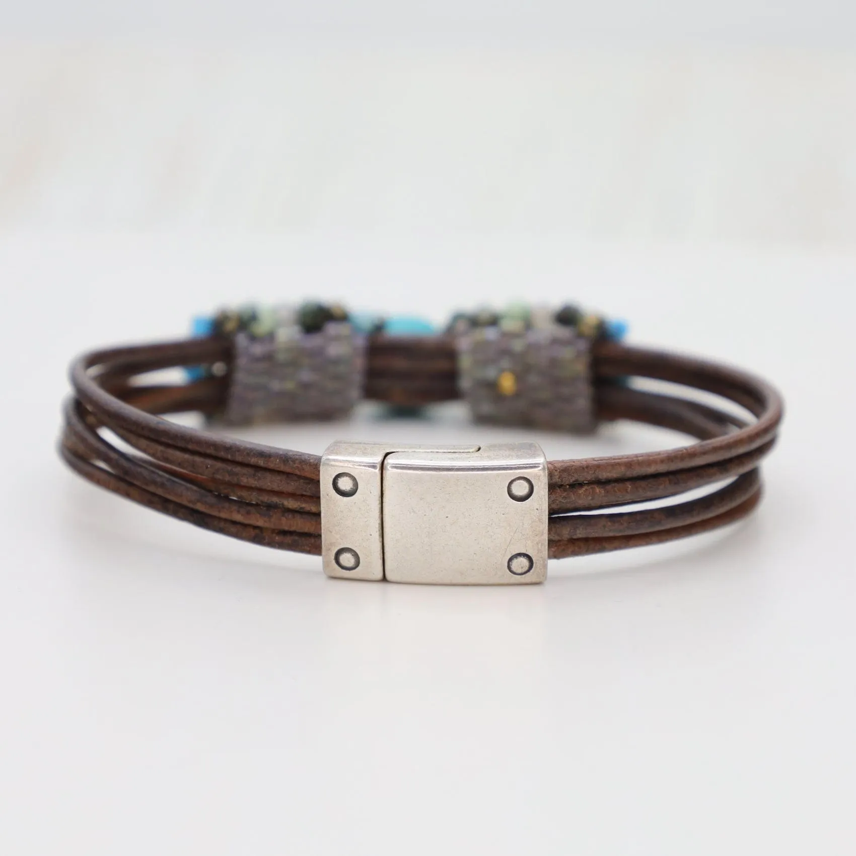 Hand Stitched Mix African Opal & Turquoise Bracelet