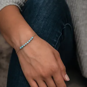 Handmade Blue Opal Beads Bracelet  925 Sterling Silver