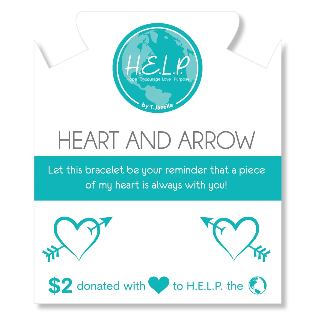 Heart and Arrow Charm with Blue Opal Jade Charity Bracelet