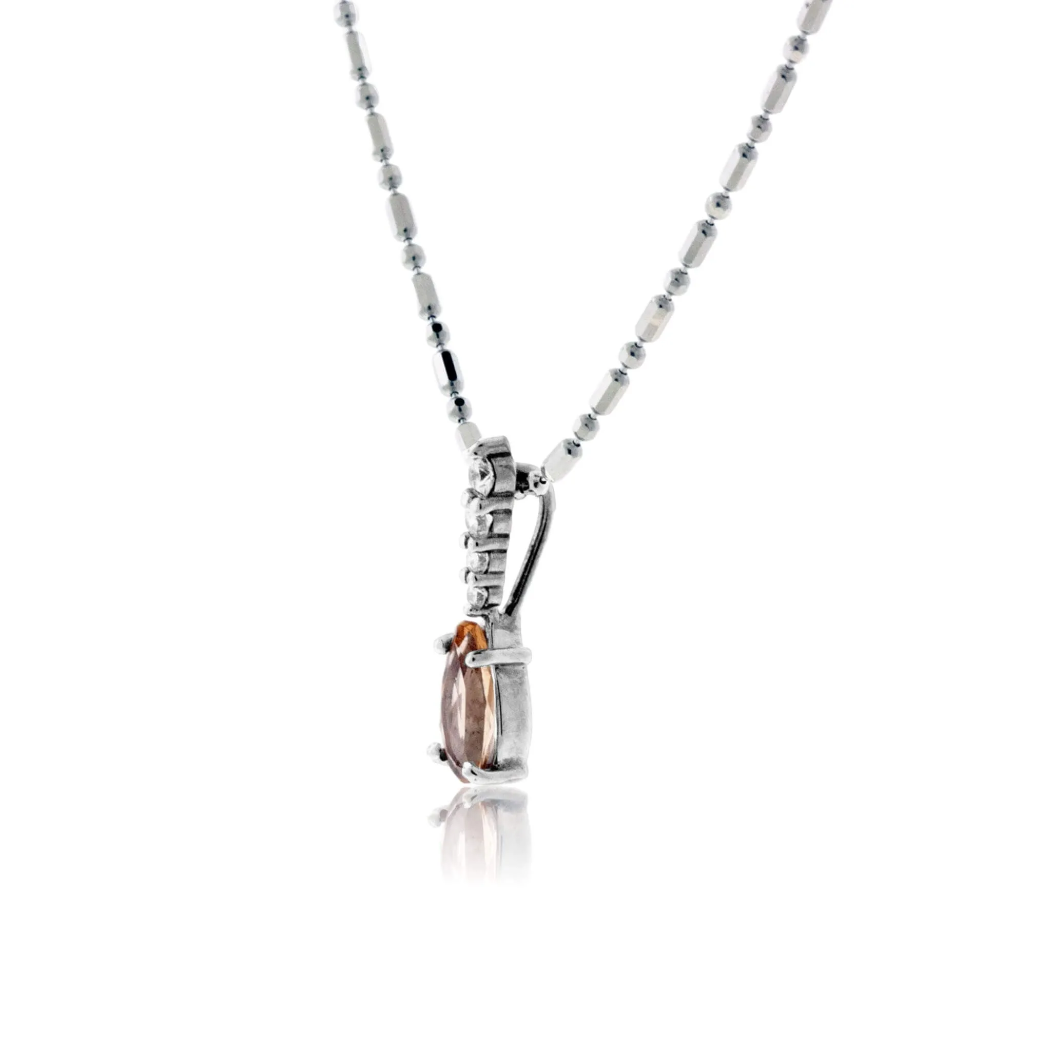 Imperial Topaz & Diamond Drop Pendant