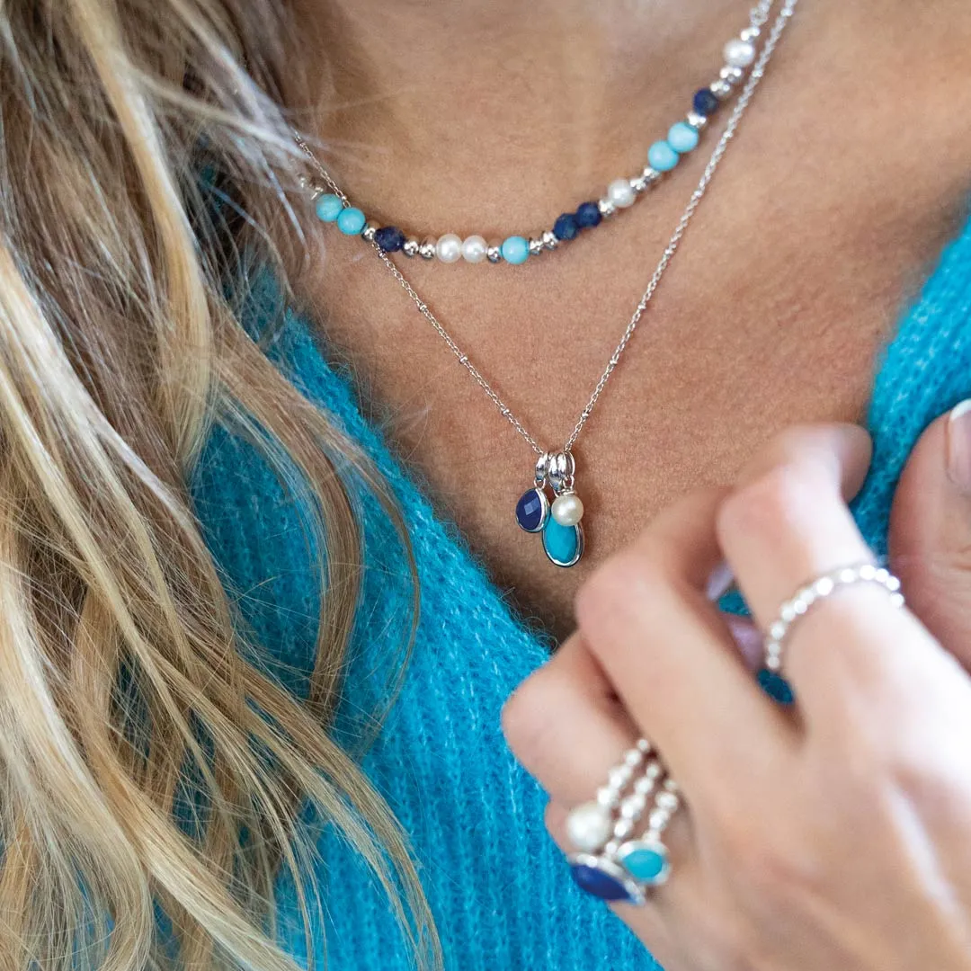 Kit Heath Coast Pebble Azure Gemstone Trio Pendant Necklace