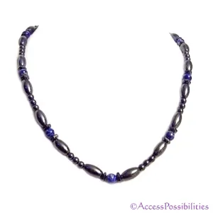 Lapis Lazuli Hex And Rice Magnetite Magnetic Necklace