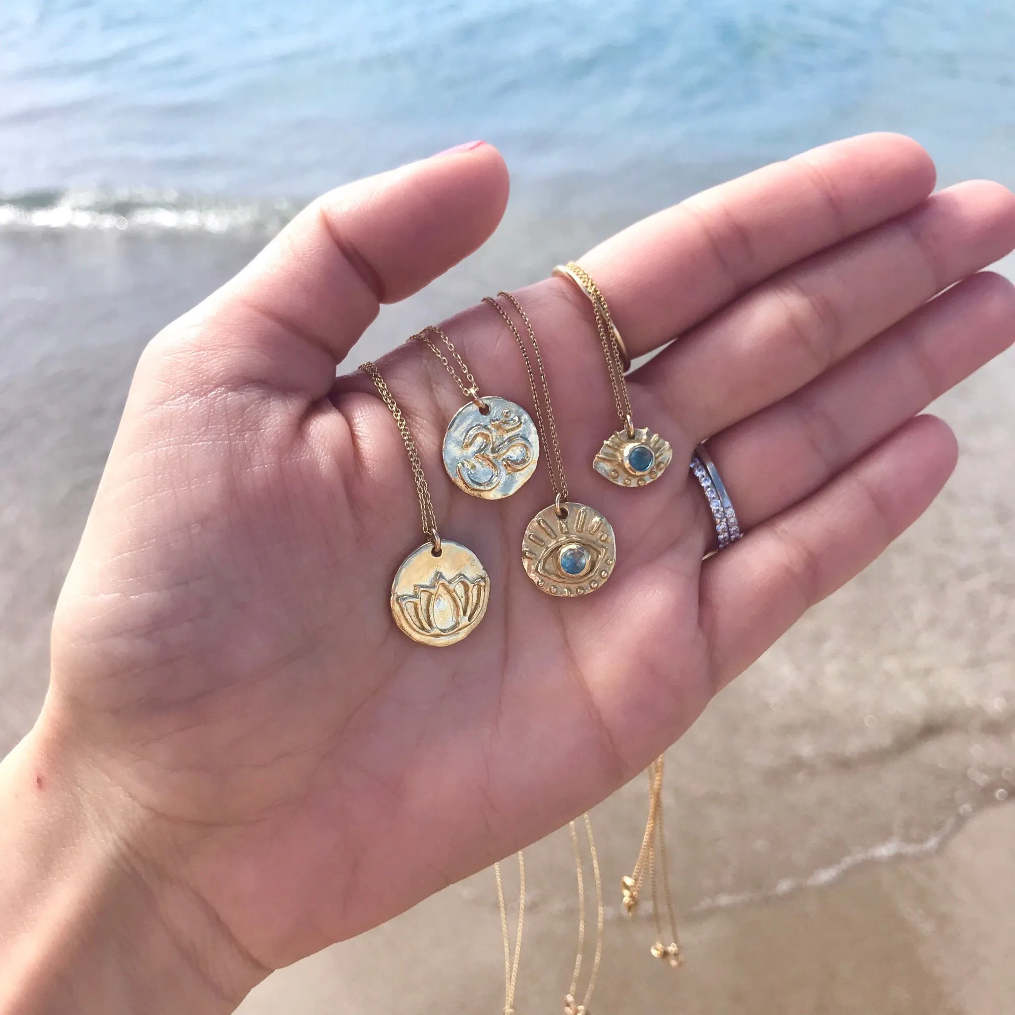 Mini Eye of Protection Necklace | Solid 14k Gold