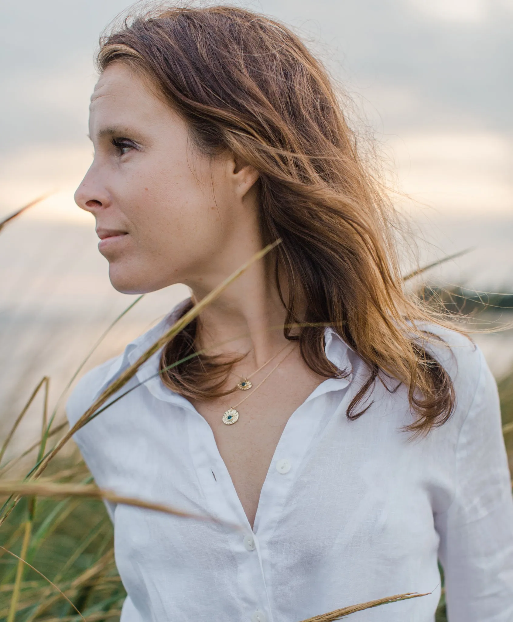 Mini Eye of Protection Necklace | Solid 14k Gold