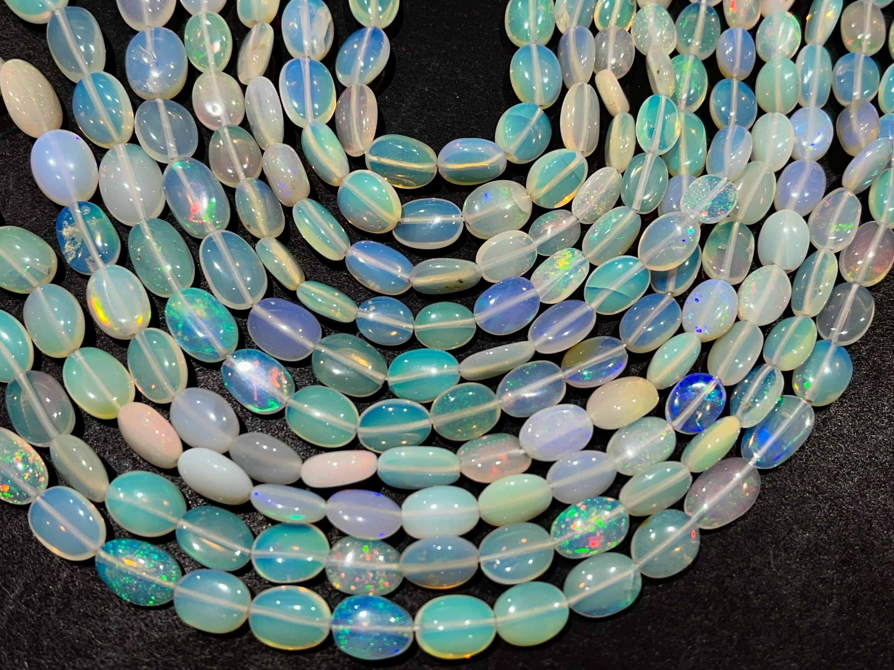 Natural Ethiopian Opal Smooth Oval Shape Beads bunch-2