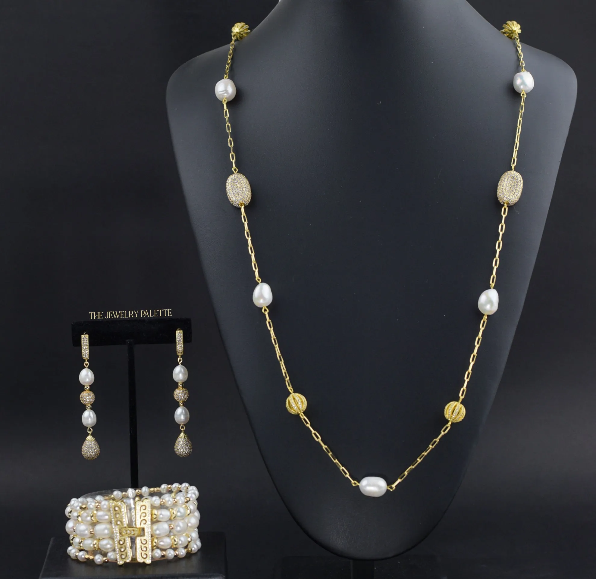 Noor luxe pearl and gold multitier bracelet