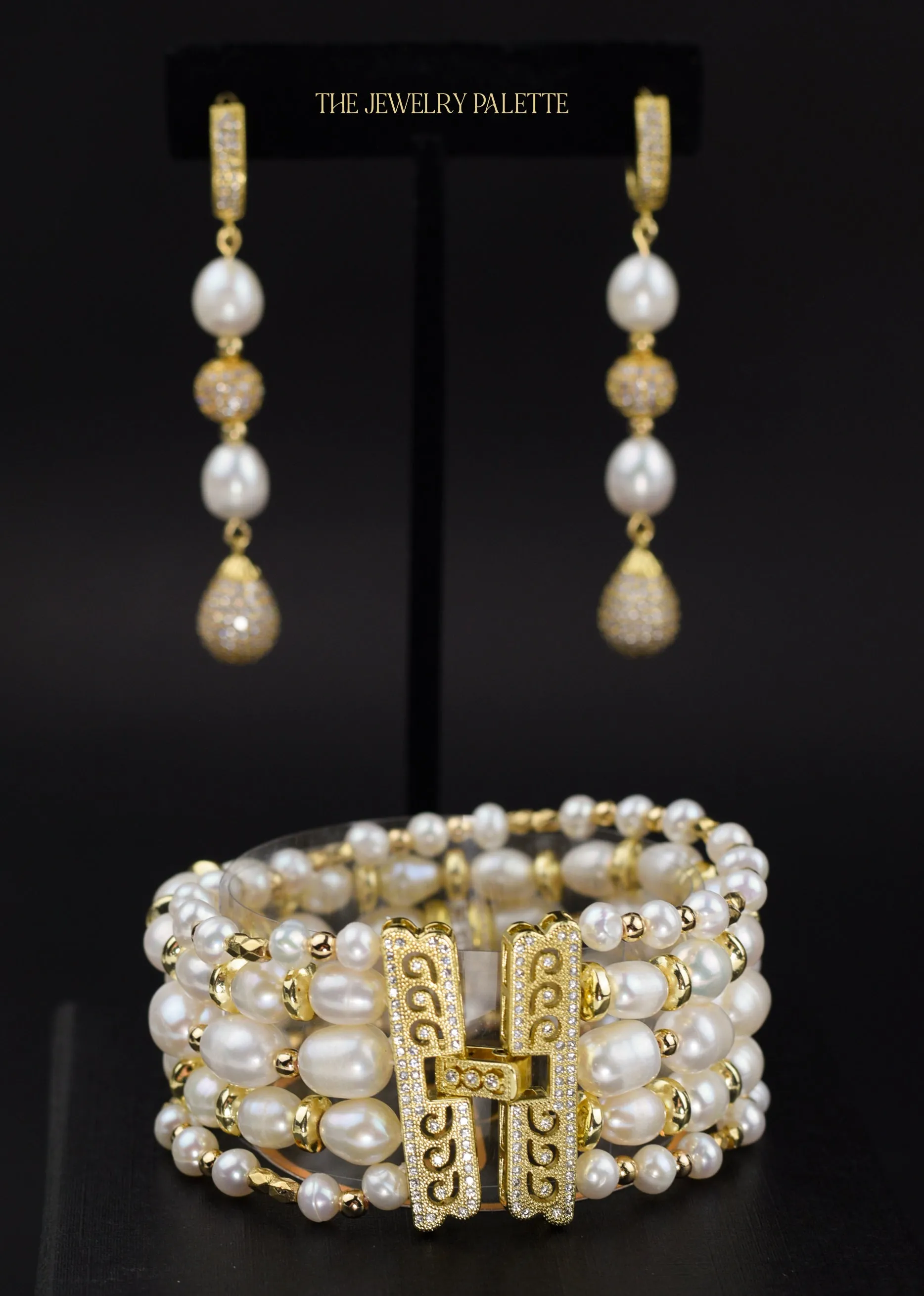 Noor luxe pearl and gold multitier bracelet