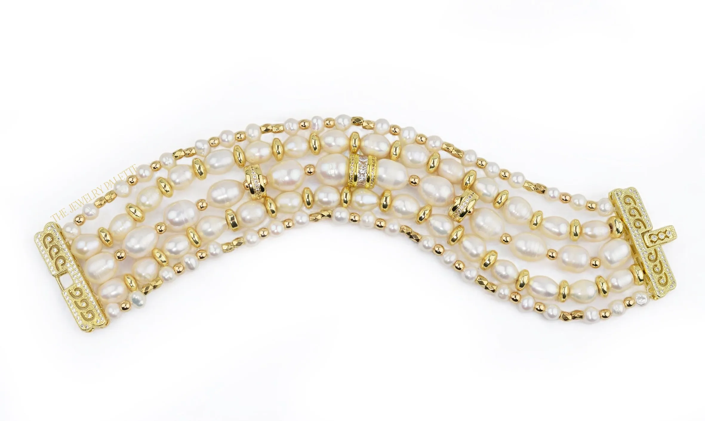 Noor luxe pearl and gold multitier bracelet