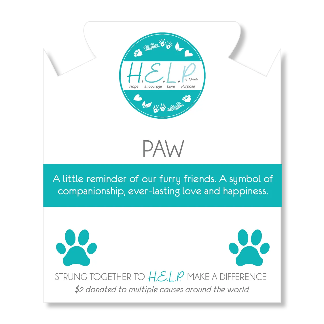 Paw Print Charm with Blue Opal Jade Charity Bracelet
