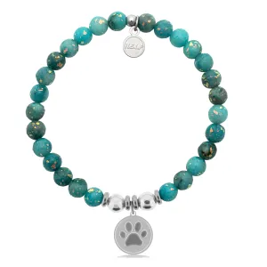 Paw Print Charm with Blue Opal Jade Charity Bracelet