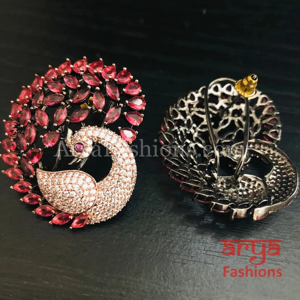 Rose Gold CZ Peacock Studs with Kemp Stones