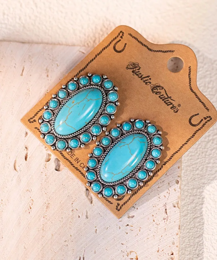 Rustic Couture's Turquoise Oval Earrings