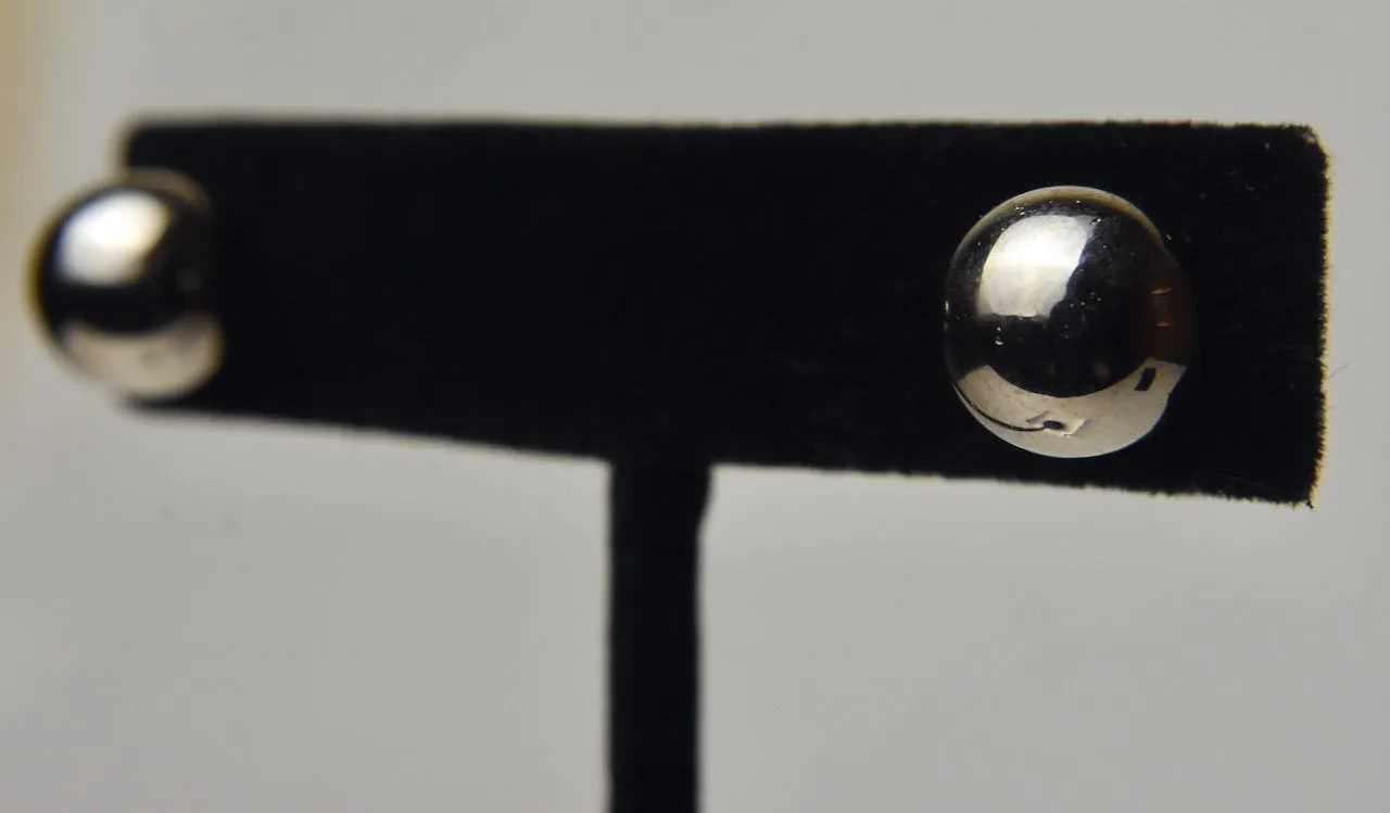 Silver Sphere Stud Earrings