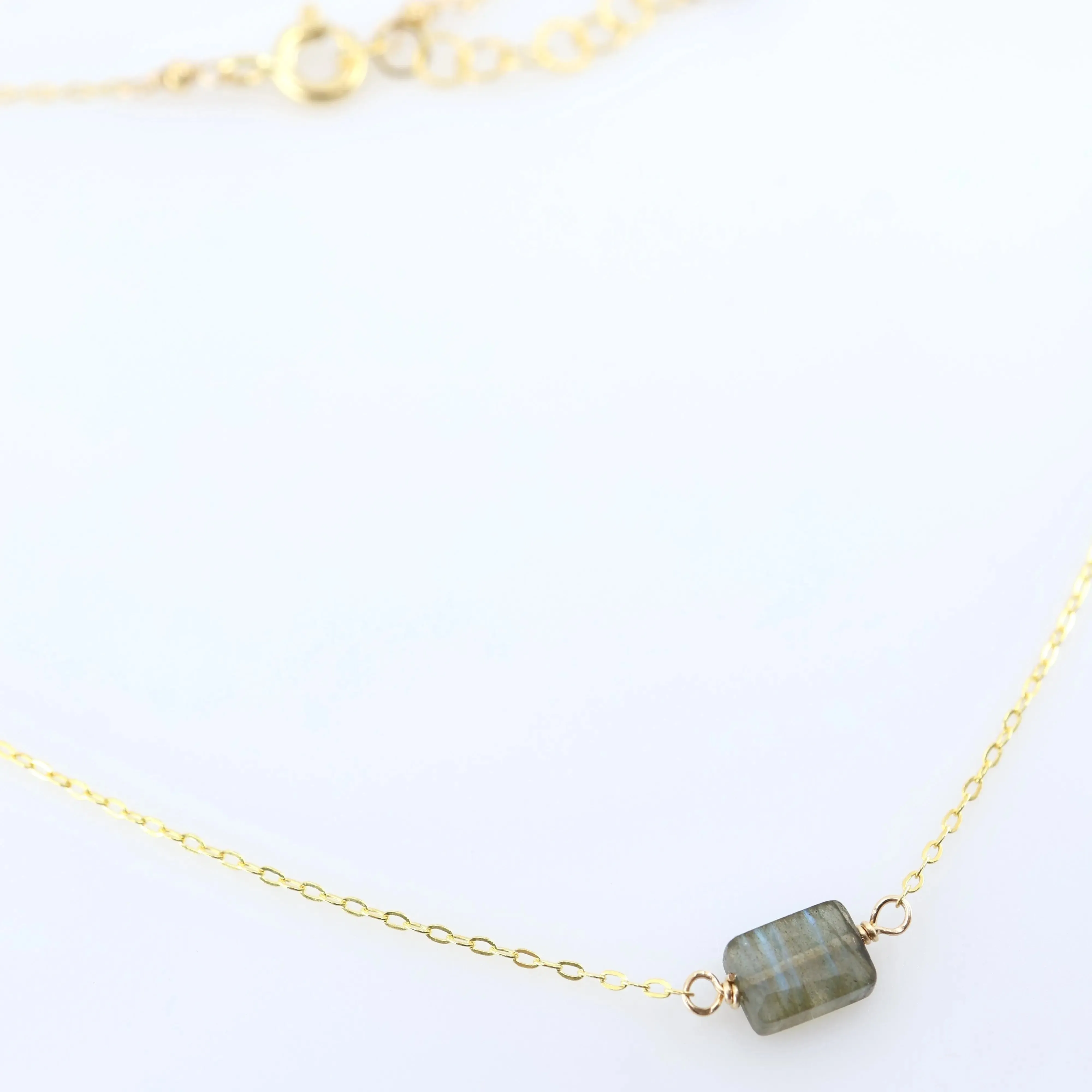 Single Rectangle Gemstone Necklace